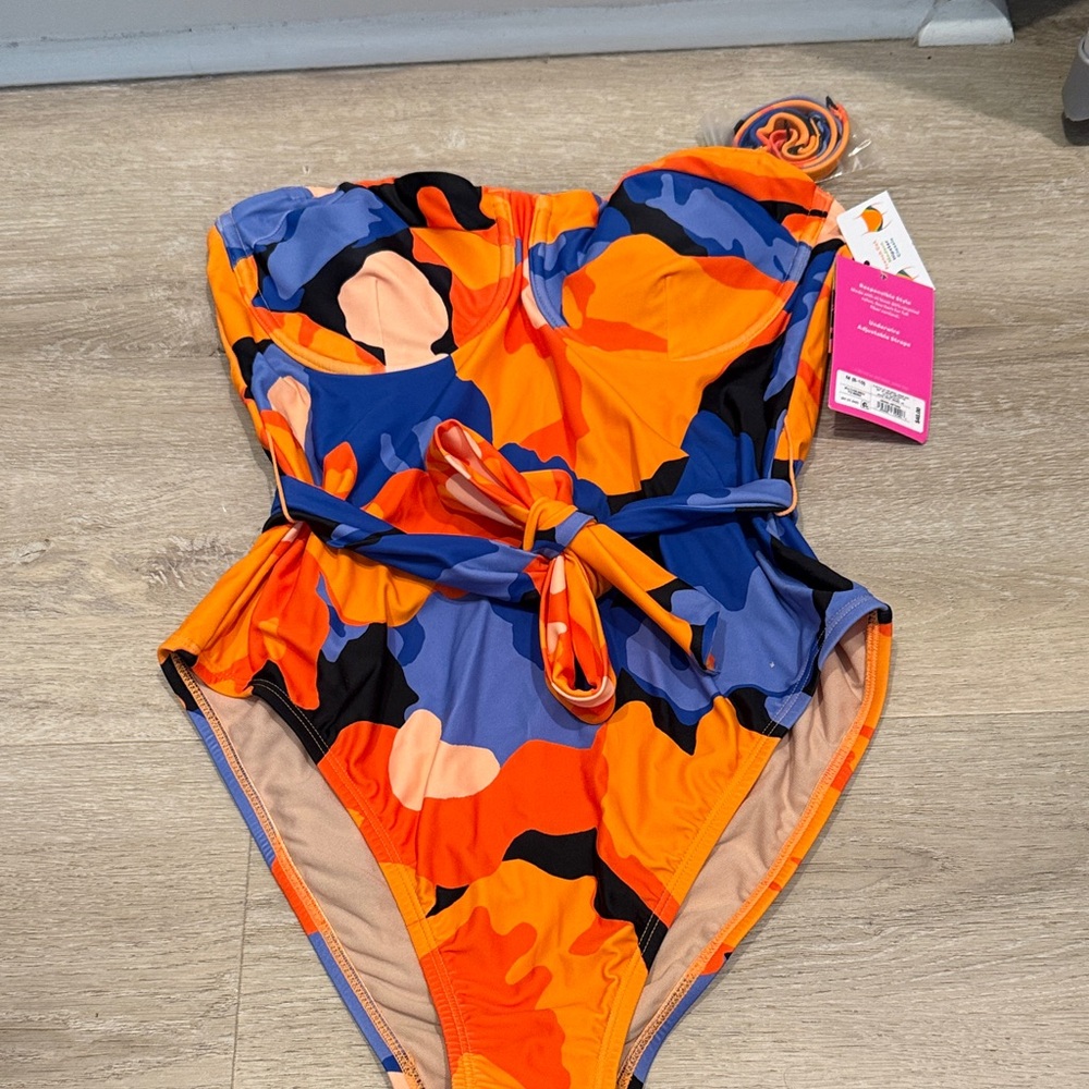 Tabitha Brown One Piece Swimsuit - Orange and Blue